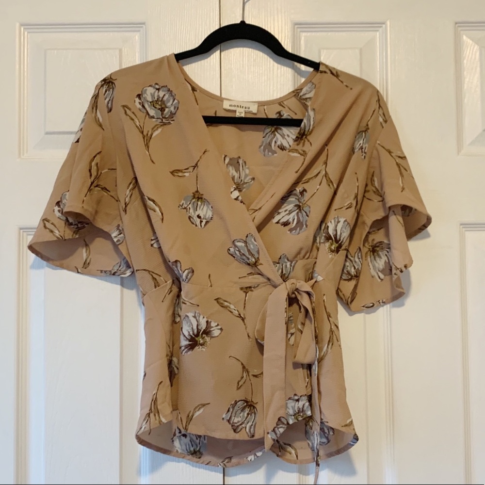 Floral Print Wrap Top